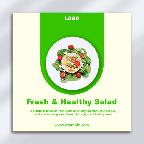 Fresh & Healthy Salad – Clean Food Flyer PSD Template (2000×2000 px) cover image.