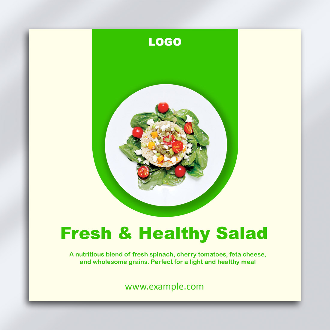 Fresh & Healthy Salad – Clean Food Flyer PSD Template (2000×2000 px) cover image.