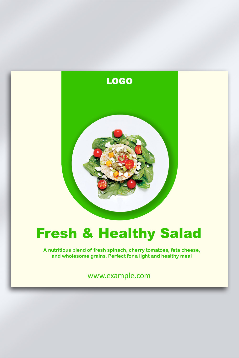 Fresh & Healthy Salad – Clean Food Flyer PSD Template (2000×2000 px) pinterest preview image.