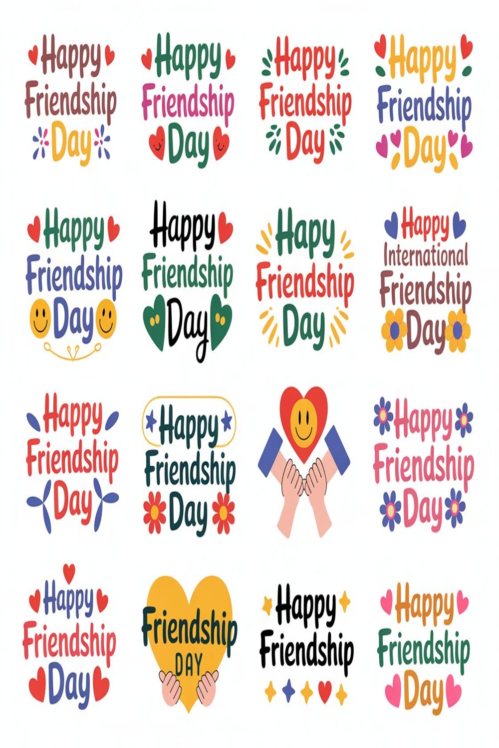 "Classic Friendship Day Typography Pack" pinterest preview image.