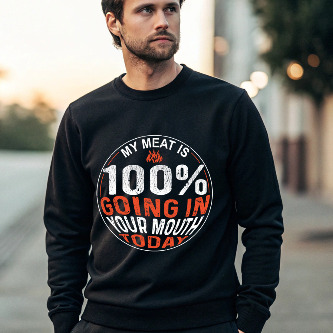 funny bbq graphic perfect for backyard chefs and summer parties. bbq graphic design. 4 black male sweatshirt mock up 327