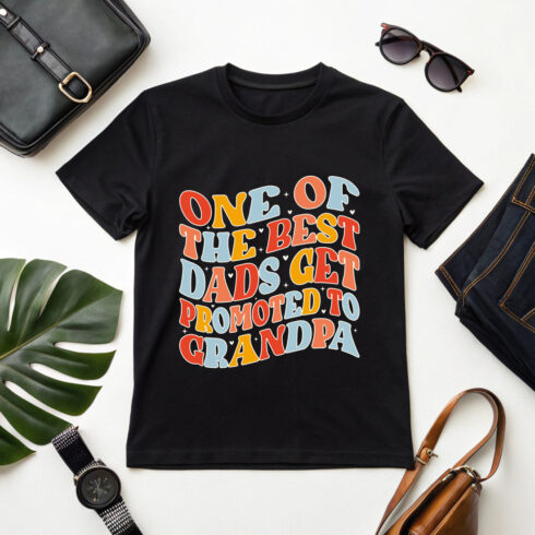 funny dad to grandpa promotion quote in groovy style Graphic Design cover image.