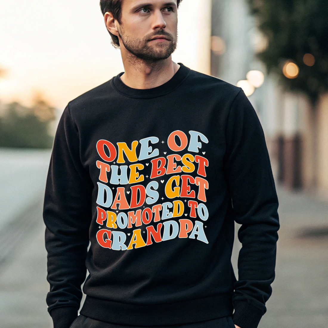 funny dad to grandpa promotion quote in groovy style Graphic Design preview image.