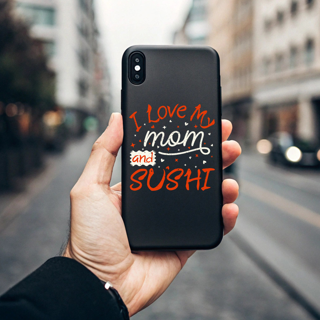 funny sushi and mom lover graphic design for cute gift merchandise 7 black phone case mock up 704