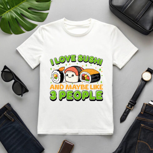 funny sushi graphic design with cute rolls and funny text sushi graphic design cover image.