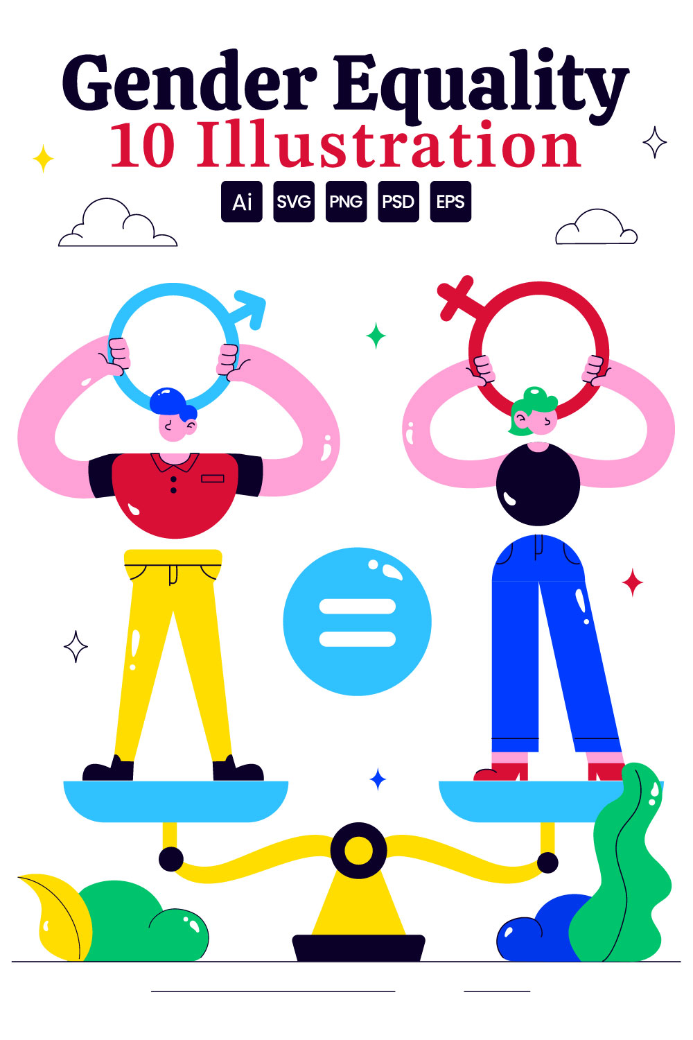 10 Gender Equality Illustration pinterest preview image.