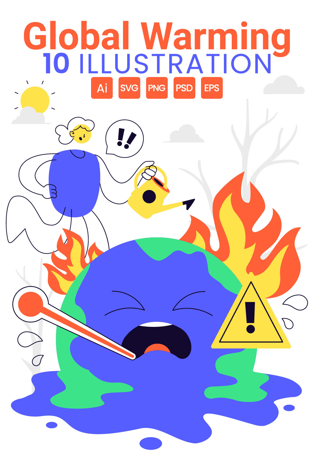 10 Global Warming Illustration pinterest preview image.