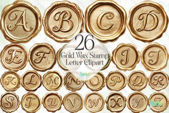 gold wax stamp letter clipart bundle graphics 123832599 1 1 580x387 691