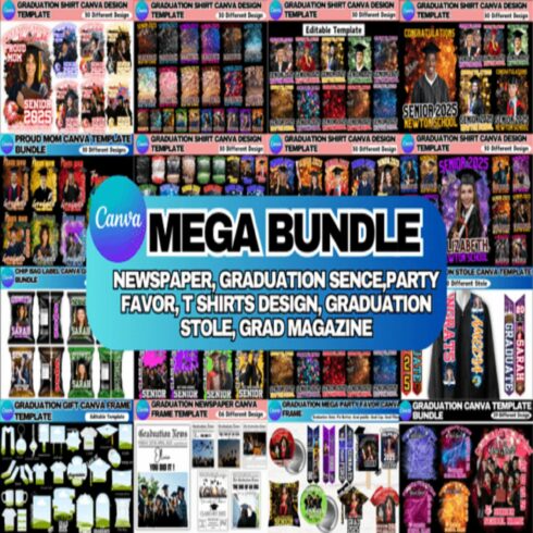 Graduation Mega Bundle Canva Template cover image.