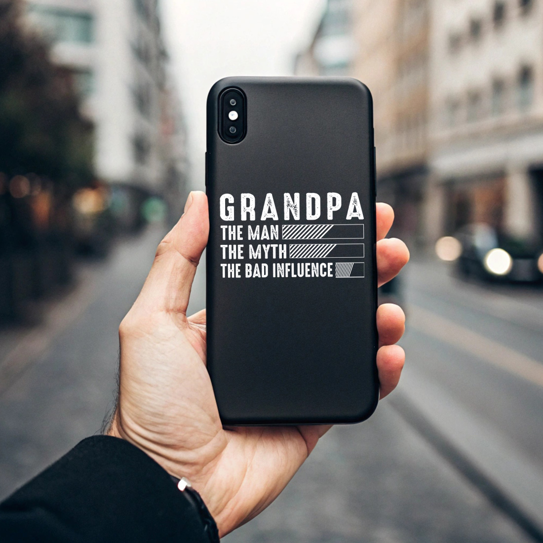 grandpa humor graphic design for fathers day or birthday gift merchandise. graphic design. 7 black phone case mock up 404