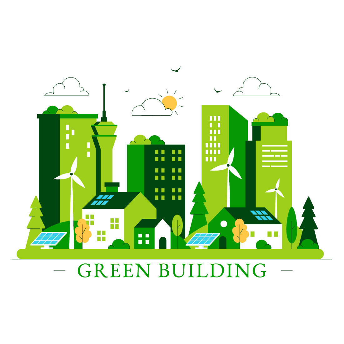 10 Green Building Illustration preview image.