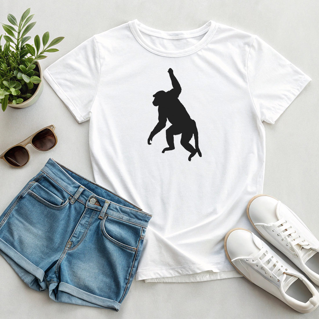 Baboon Silhouette Set – Wild Animal Vector Collection in Black Silhouette Style preview image.