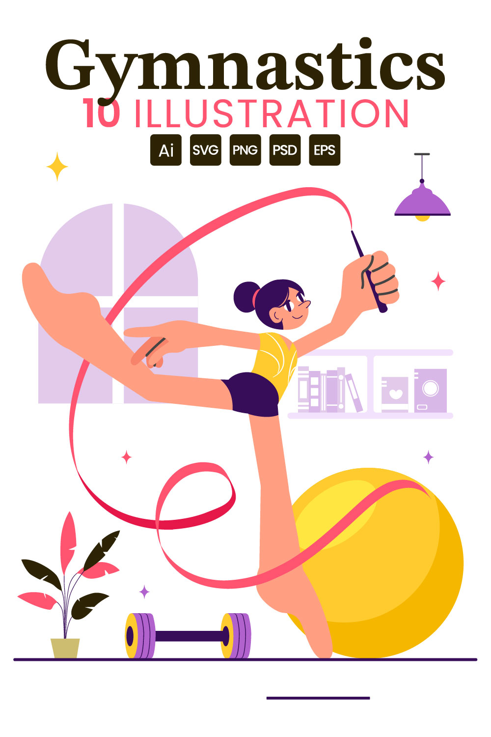 10 Rhythmic Gymnastics Illustration pinterest preview image.