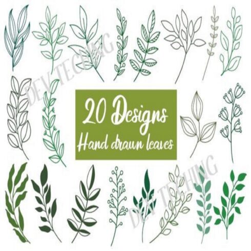 Hand Drawn Leaves Svg Bundle cover image.