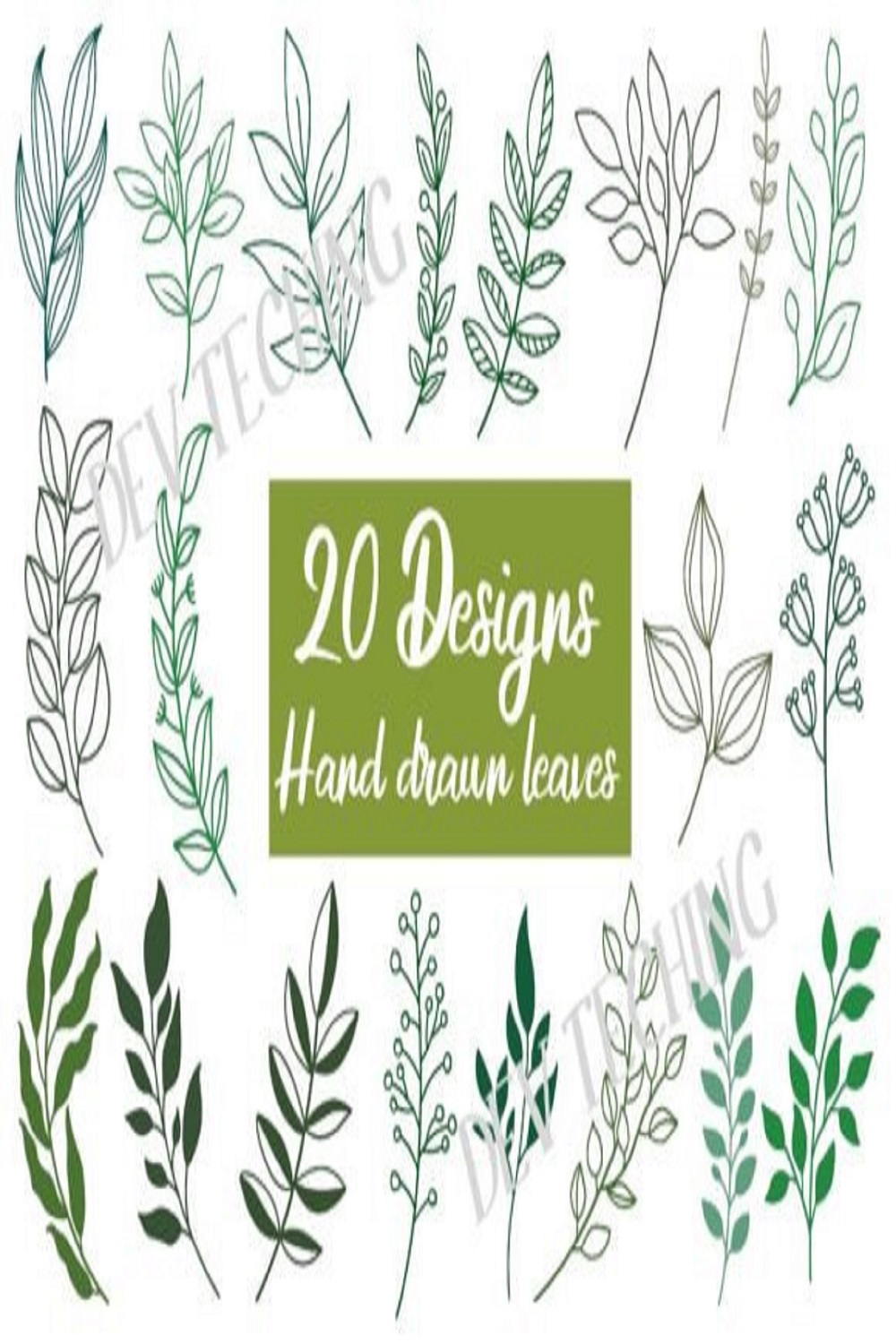 Hand Drawn Leaves Svg Bundle pinterest preview image.