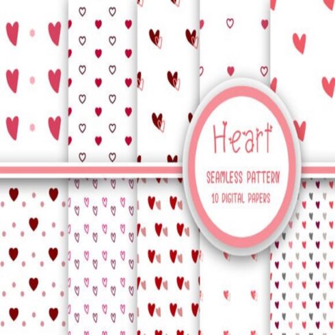 Heart Seamless Pattern Digital Papers cover image.