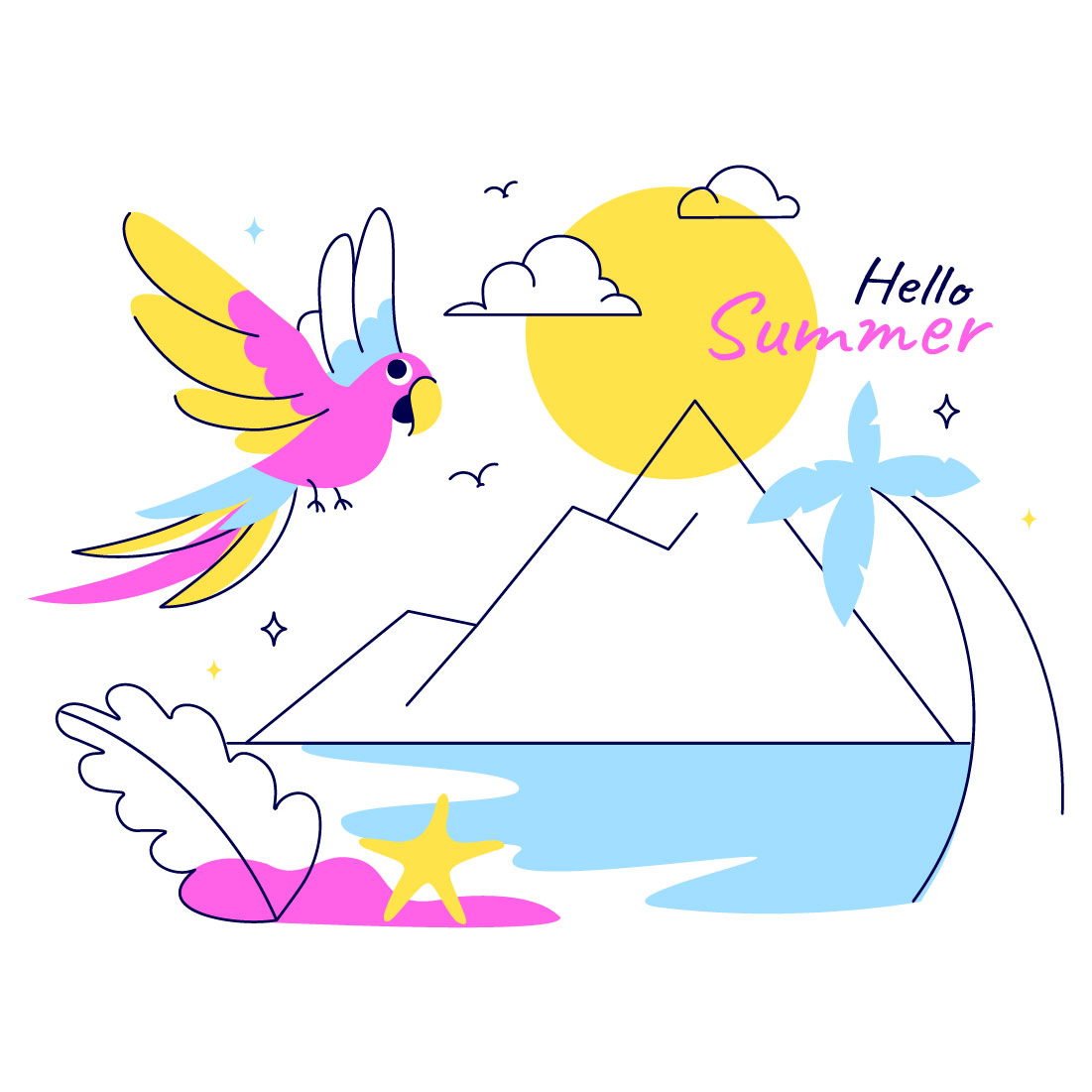 12 Hello Summer Illustration preview image.