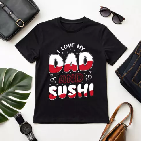 I love my dad and sushi graphic design for Japanese food lovers, and Father's Day gifts cover image.