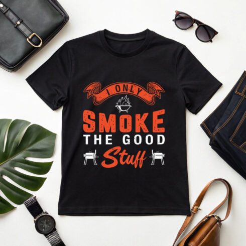 I only smoke the good stuff – vintage grilling quote for outdoor cooking lovers Bbq graphic design cover image.