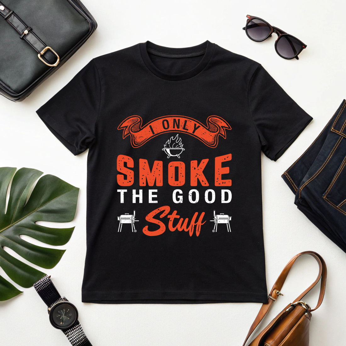I only smoke the good stuff – vintage grilling quote for outdoor cooking lovers Bbq graphic design cover image.