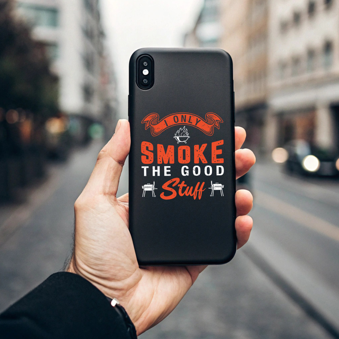 i only smoke the good stuff – vintage grilling quote for outdoor cooking lovers. bbq graphic design. 7 black phone case mock up 347