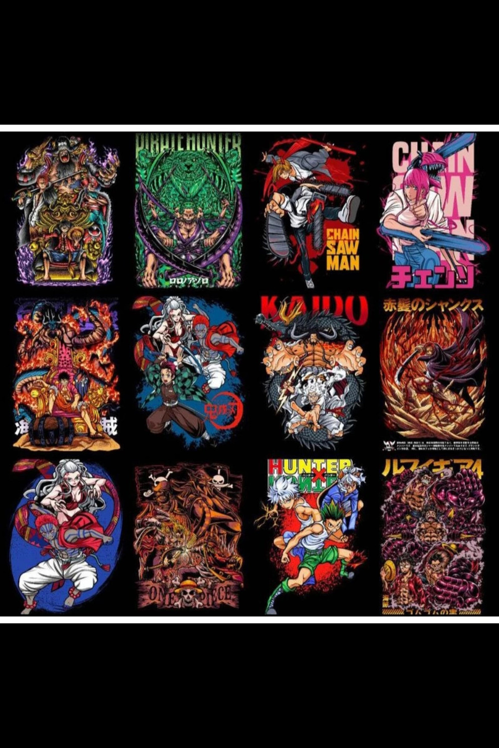 High-Quality Anime T-Shirt Designs Bundle for DTF & DTG Printing – Perfect for Otaku Apparel, Custom Merch, and Print-on-Demand pinterest preview image.