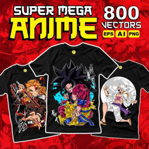 High-Quality Anime T-Shirt Designs Bundle for DTF & DTG Printing – Perfect for Otaku Apparel, Custom Merch, and Print-on-Demand cover image.