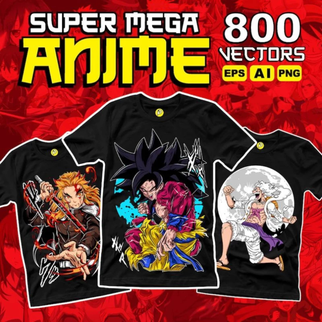 High-Quality Anime T-Shirt Designs Bundle for DTF & DTG Printing – Perfect for Otaku Apparel, Custom Merch, and Print-on-Demand cover image.