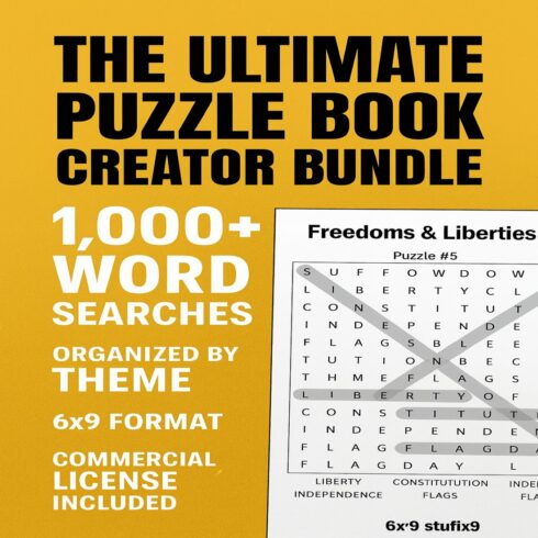 The Ultimate Puzzle Book Creator Bundle – 1000+ Word Search Pages for Commercial Use cover image.