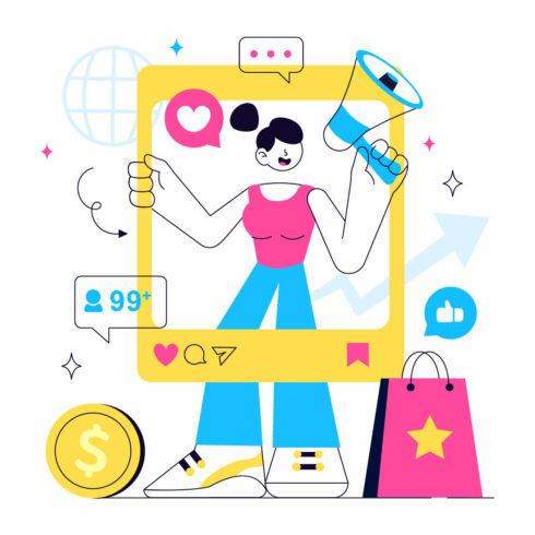 10 Influencer Marketing Illustration cover image.