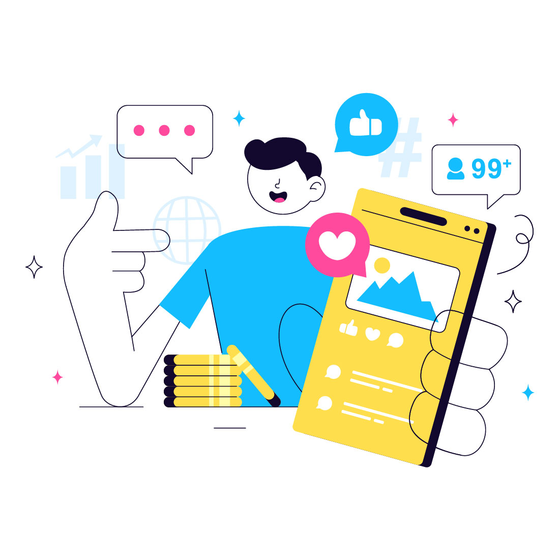 10 Influencer Marketing Illustration preview image.