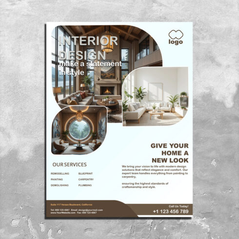 Modern Interior Design Flyer PSD Template | Architecture & Home Makeover Services cover image.
