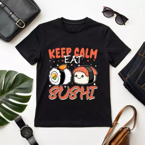 Japanese food-inspired design for sushi lovers who enjoy cute and calm vibes graphic design cover image.