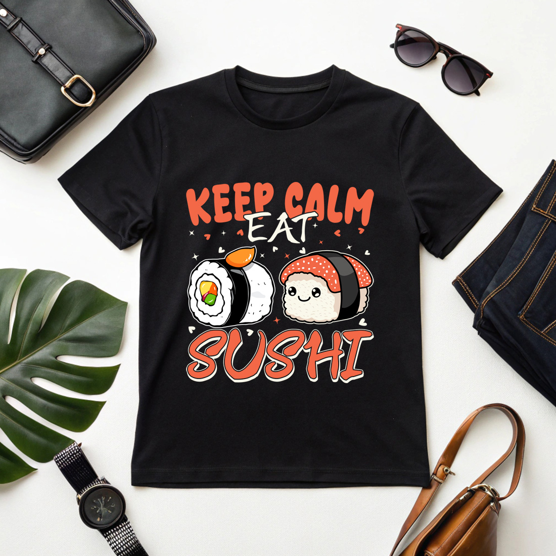 Japanese food-inspired design for sushi lovers who enjoy cute and calm vibes graphic design cover image.