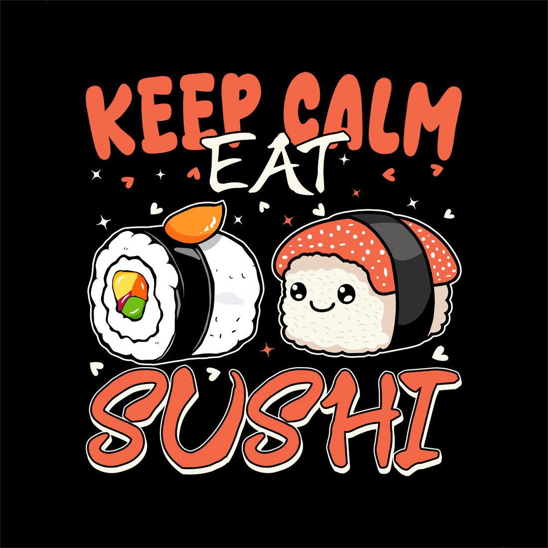 Japanese food-inspired design for sushi lovers who enjoy cute and calm vibes graphic design preview image.