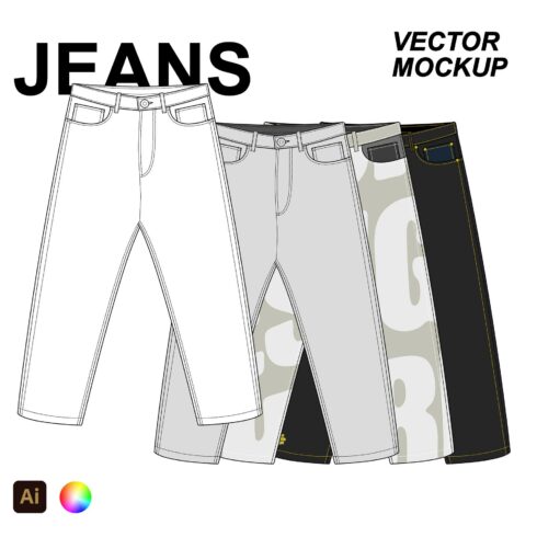 Basic Jeans Vector Mockup Template cover image.