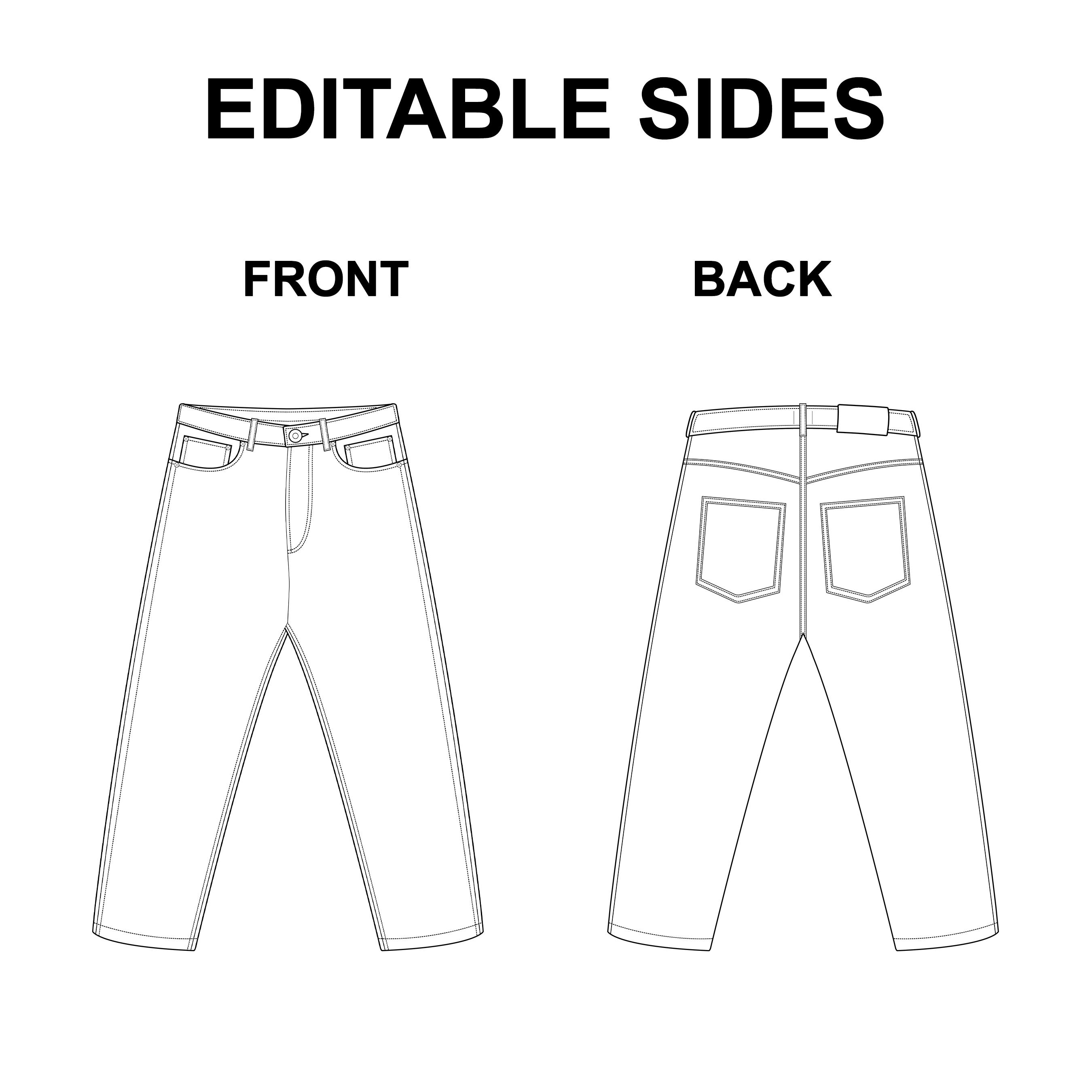 Basic Jeans Vector Mockup Template preview image.