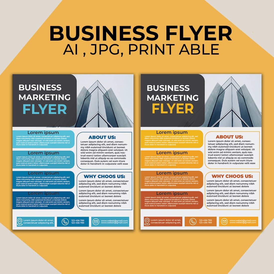 Business corporate marketing flyer Ai edit able print template design cover image.