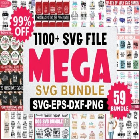 Mega Svg Bundle 1180 SVG Designs cover image.