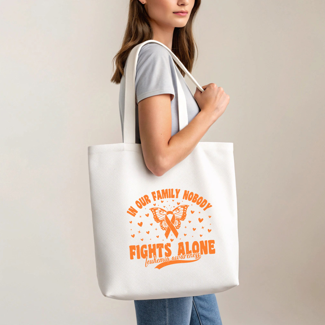 leukemia awareness butterfly ribbon design for family support. graphic design. 5 with tote bag mock up 753