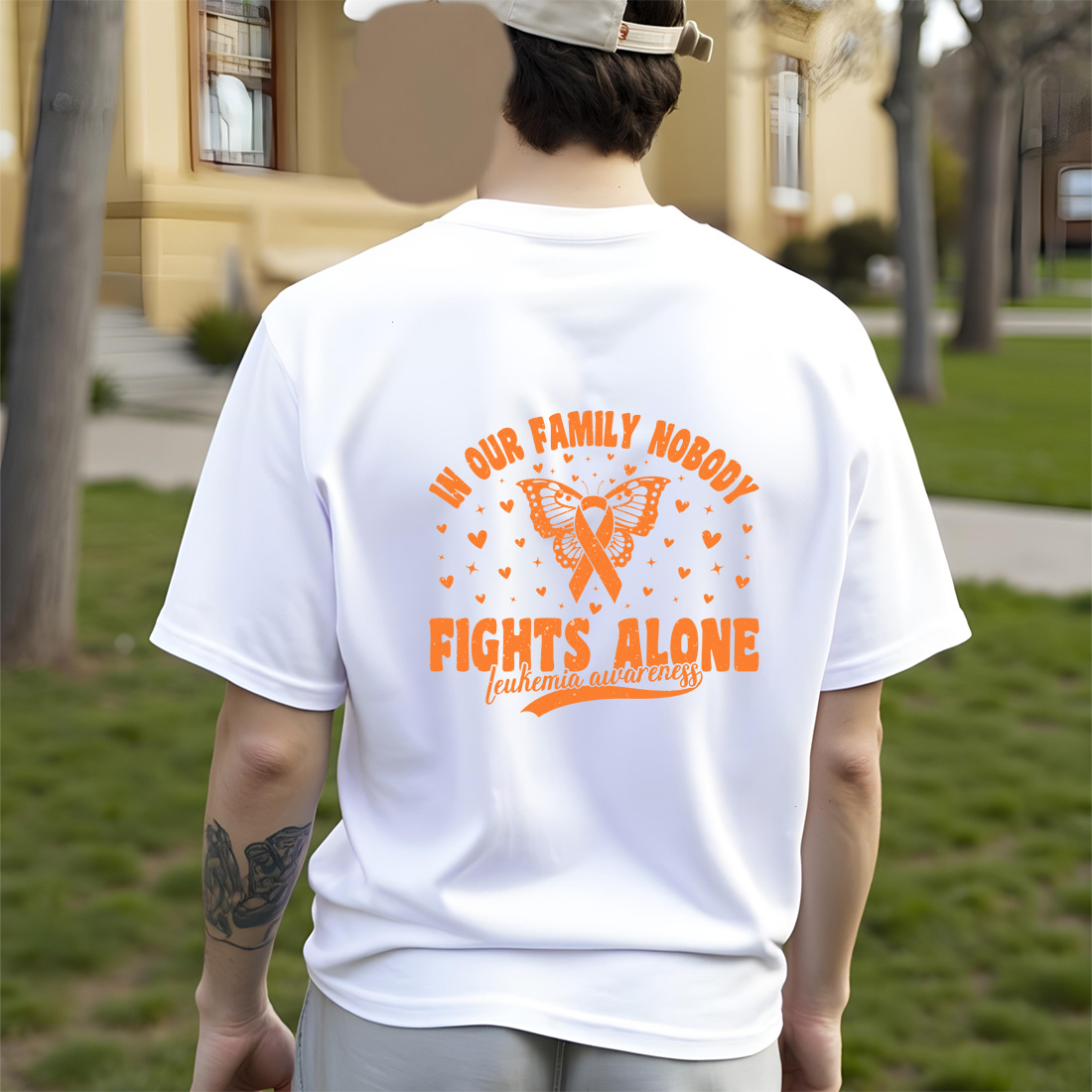 leukemia awareness butterfly ribbon design for family support. graphic design. 6 t shirt mock up 846