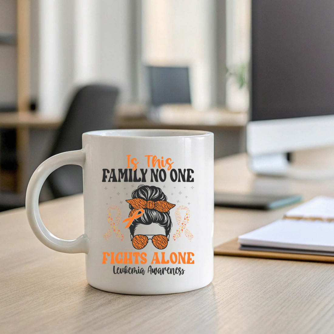 leukemia awareness family support design for strong women and fighters. graphic design. 2 with mug mock up 403