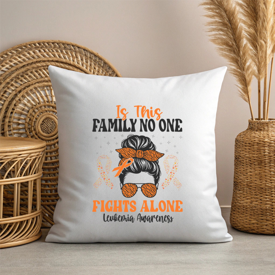 leukemia awareness family support design for strong women and fighters. graphic design. 3 with pillow mock up 741