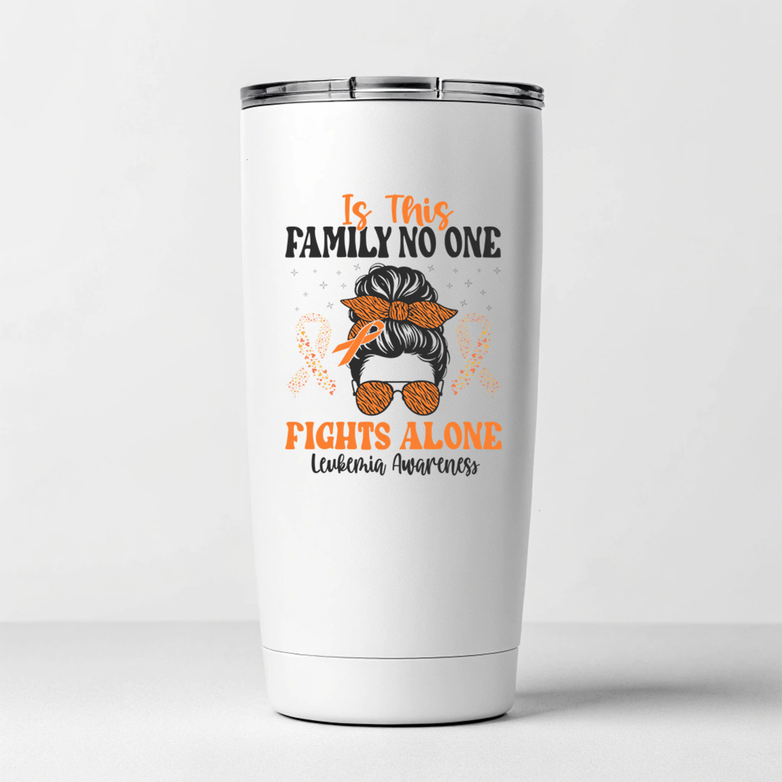 leukemia awareness family support design for strong women and fighters. graphic design. 8 white tumblers mockup 253