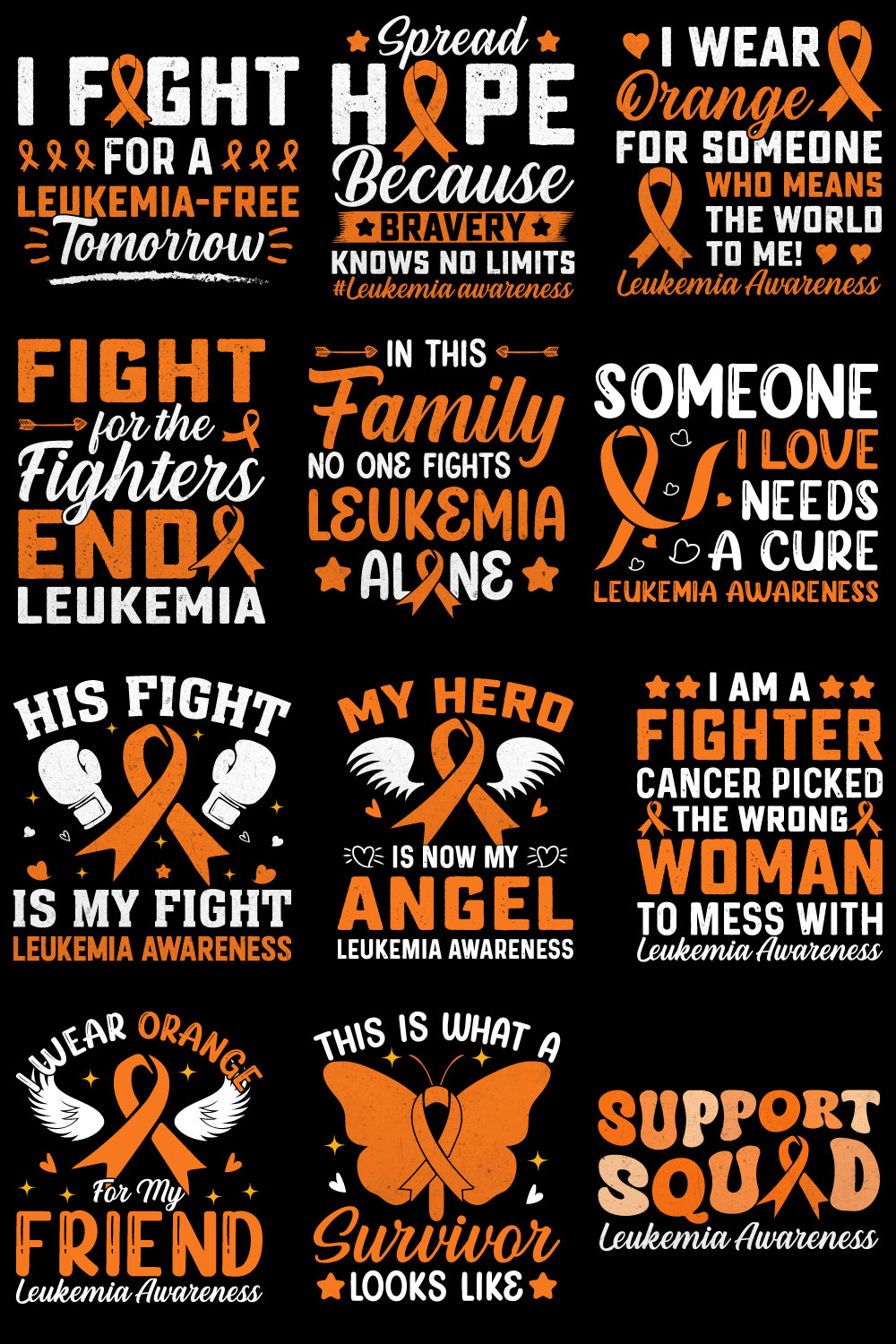 20th LEUKEMIA AWARENESS T Shirt Design Bundle-1 pinterest preview image.