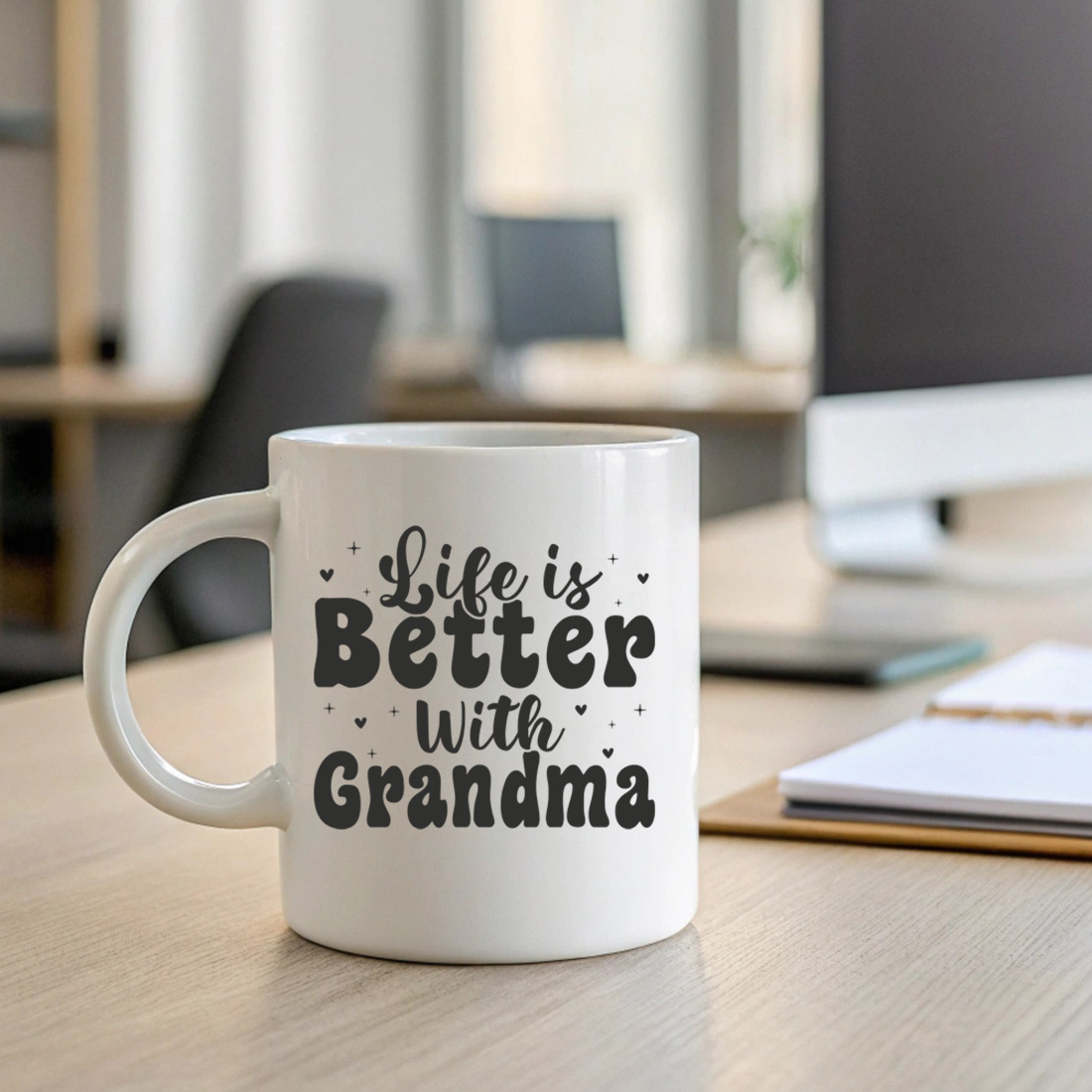 life is better with grandma quote – cute family love design for t shirts and gifts 2 with mug mock up 265