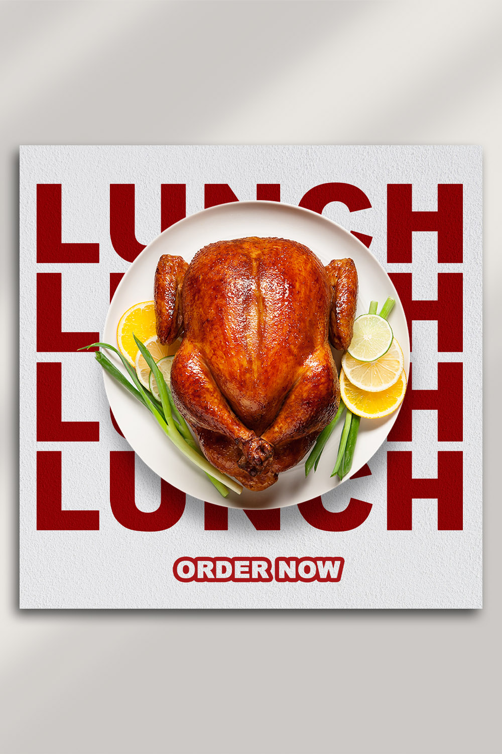 Bold Roast Chicken Lunch Social Media PSD Template – 2000x2000px pinterest preview image.