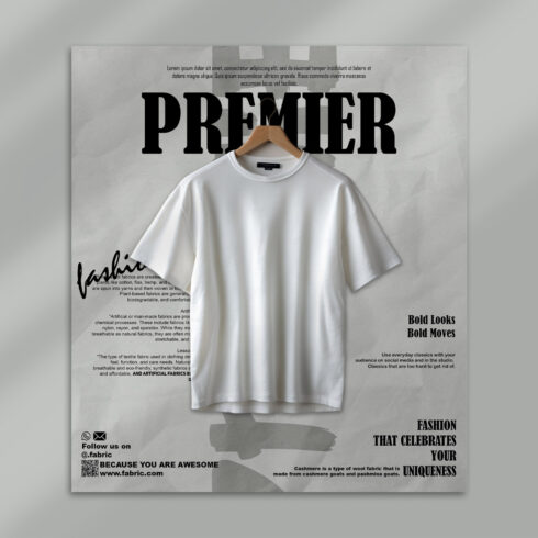 Premium Minimalist T-Shirt Mockup PSD Template cover image.