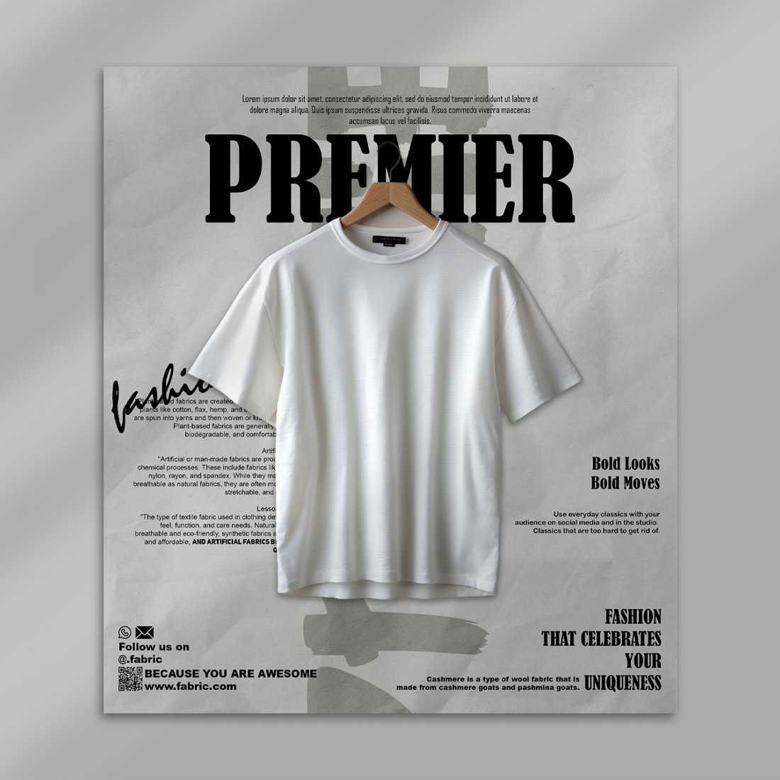 Premium Minimalist T-Shirt Mockup PSD Template cover image.