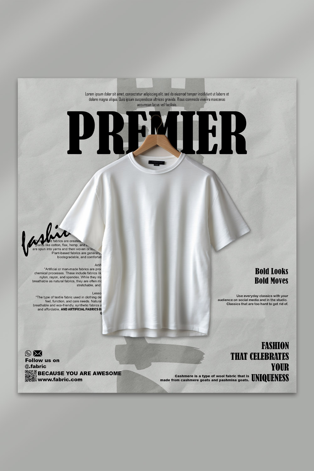 Premium Minimalist T-Shirt Mockup PSD Template pinterest preview image.